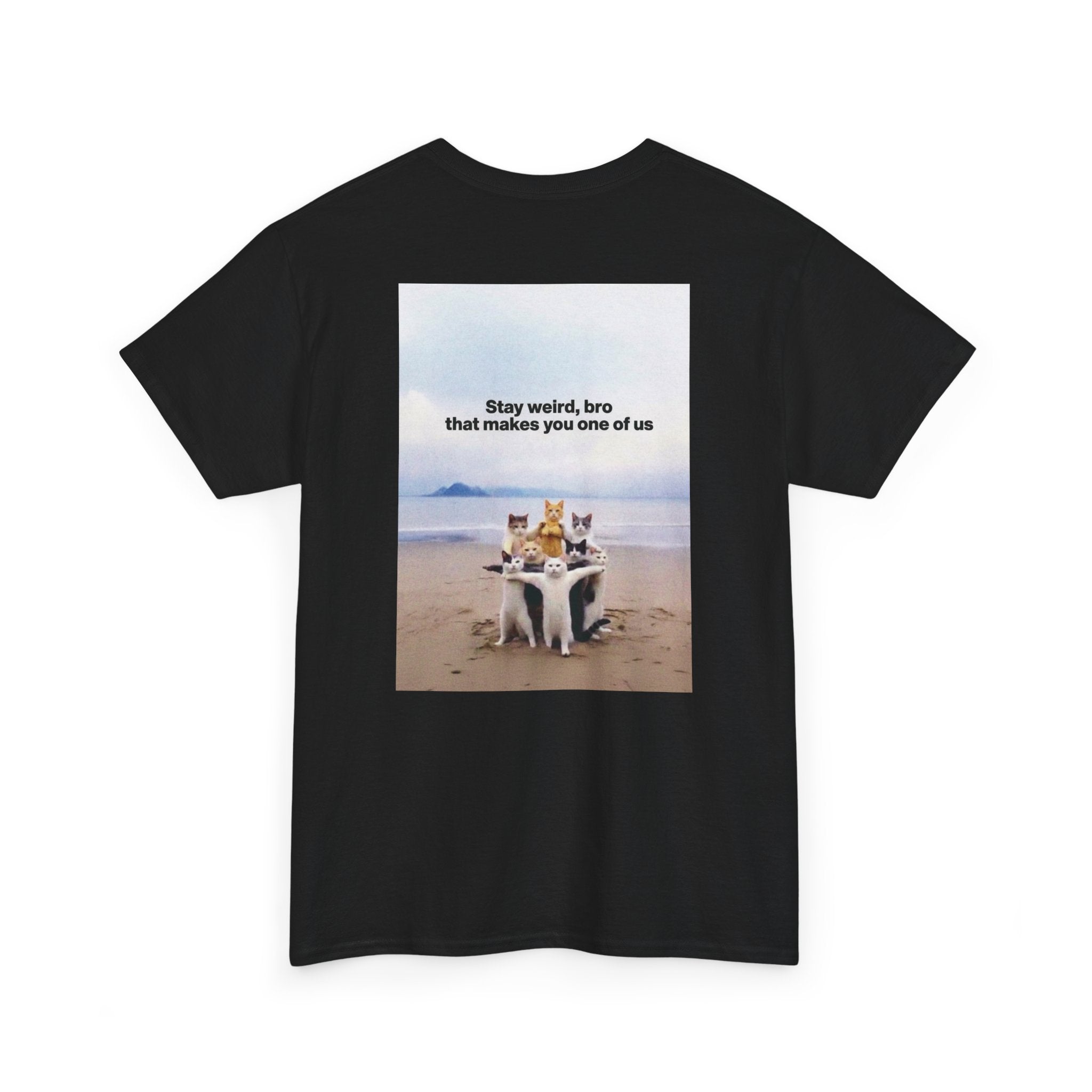 "Stay Weird Bro" Funny Cat Gang Graphic Tee