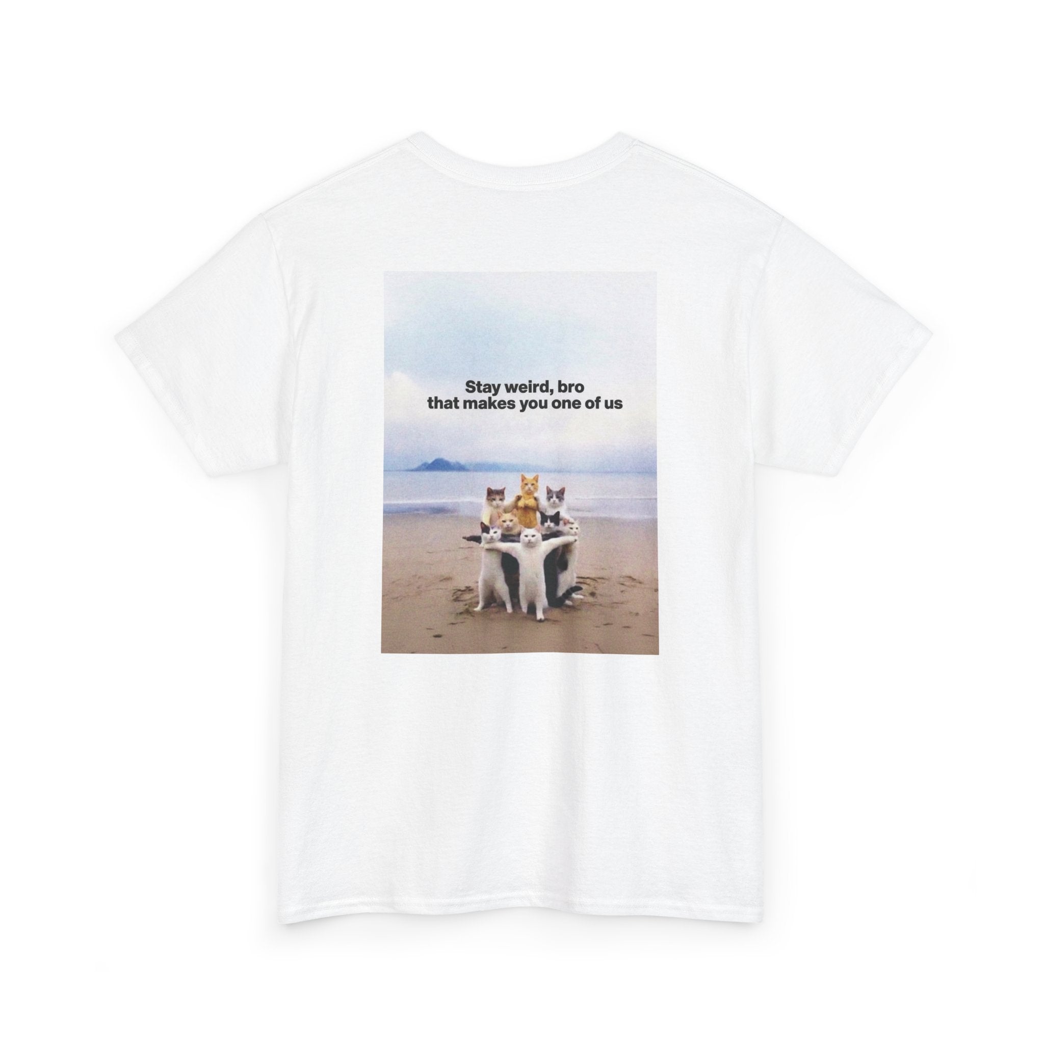 "Stay Weird Bro" Funny Cat Gang Graphic Tee